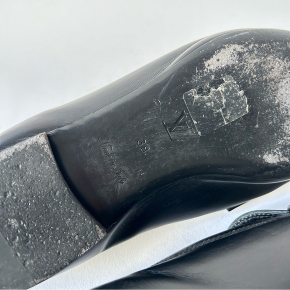 Louis Vuitton Upper Case Flat Black Smoth Leather Loafers Sz 38 - Picture 9 of 11